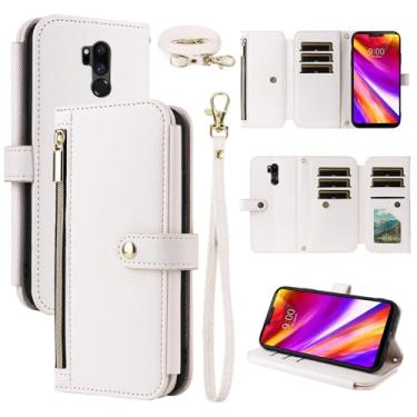 Imagem de Dswteny Capa carteira para LG G7 ThinQ com alça de pulso alça de ombro zíper flip suporte para cartão de crédito capa para celular LGG7 One G 7 Plus LG7 Fit LG7ThinQ 7G Thin Q G7+ G7thinq LGG7thinq