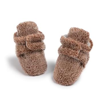 Imagem de Babelvit Botas de lã macia para bebês recém-nascidos, meninos, meninas, meias antiderrapantes para bebês primeiros andadores de inverno, 004a marrom, 12-18 Months Toddler