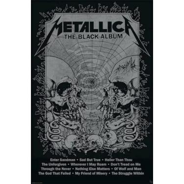 Imagem de BUY ART FOR LESS Pôster artístico oficialmente licenciado pelo Metallica - Álbum preto 61 x 91 cm - Impressão decorativa - Papel pôster - Pronto para emoldurar