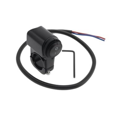 Imagem de ECSiNG 1 interruptor de farol impermeável para guidão de motocicleta CC 12 V luz de neblina liga/desliga para motocicleta, quadriciclo, bicicleta elétrica, preto
