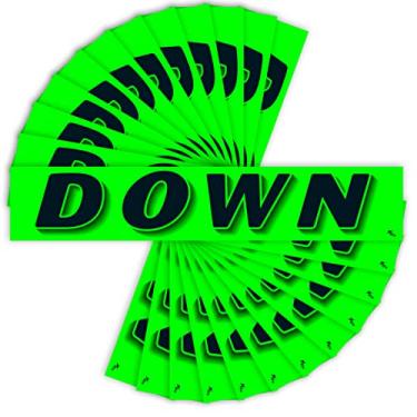 Imagem de Versa-Tags Adesivo preto e verde-limão de 36,8 cm, adesivo para revendedor de carro com slogan de para-brisa - Down