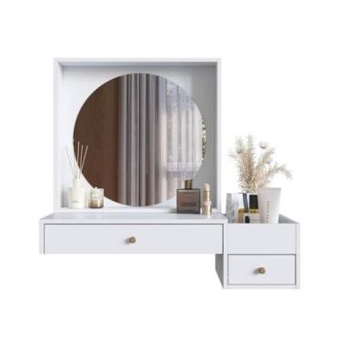 Imagem de Penteadeira Suspensa Com Espelho 02 Gavetas Branco PRODDY - Milani Sto