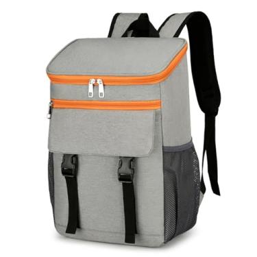 Imagem de Mochila Térmica Isolada à Prova D'água, Mochila de Piquenique de Grande Capacidade Com Tecido Oxford para Camping, Caminhada e Atividades Ao Ar Livre, Cinza e Laranja (cinza e