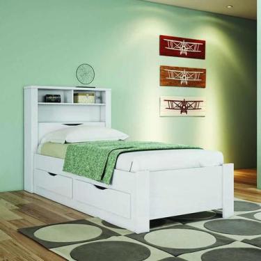 Imagem de Cama Solteiro c/ Gavetas Invicta Branco Santos Andira - Santos Andirá