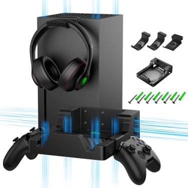 Imagem de Wall Mount for Xbox Series X Console - Sturdy Wall Shelf Kit Load Up to 45Lb, Dual Ventilation Design, Place Xbox Front Facing and Prevent from Falling (with 2 Controller Holder and 1 Headphone Stand)