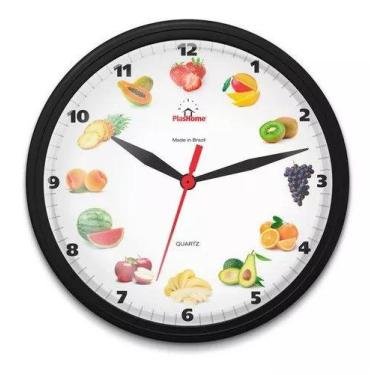 Imagem de Relógio De Parede Decorativo Ômega Frutas Preto - PLASHOME