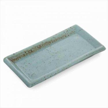 Imagem de Kit 2 Pratos Servir Sushi Porcelana Retangular 22x11cm Azul - Prattos