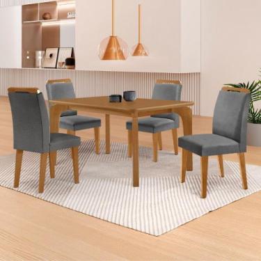 Imagem de Mesa de Jantar Liz 120cm MDF Canto copo e com 4 Cadeiras Athenas - Mod