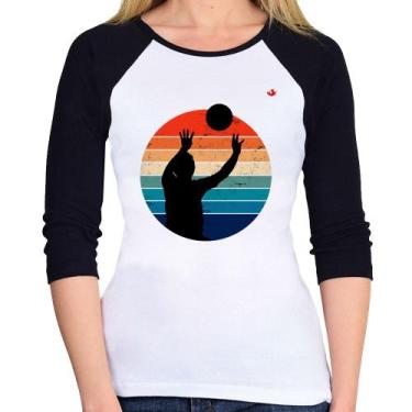 Imagem de Baby Look Raglan Vôlei Vintage Sunset Manga 3/4 - Foca na Moda, Branco