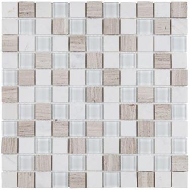 Imagem de Pastilha de vidro com pedra MT711 - MATISSE BRANCO 29x29cm - GLASS MOS