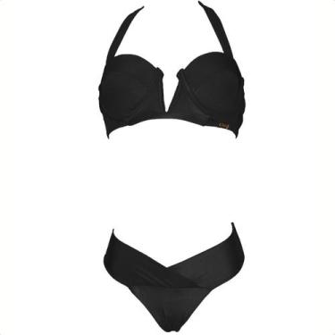 Imagem de Biquini Meia Taça Bojo Push Up Lançamento Top Feminino Hot Conjunto Pr