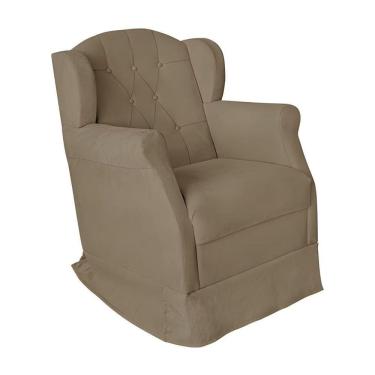 Imagem de Poltrona Amamentação Cadeira Reforçada Balanço Lile Suede bege Escuro