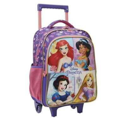 Imagem de Mochila Rodinhas Escolar Princesas Disney Mala Infantil 16L - Xeryus