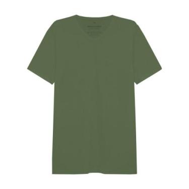 Imagem de Camiseta Manga Curta Gola V Masculino Basicamente Ref. 72874, Verde es
