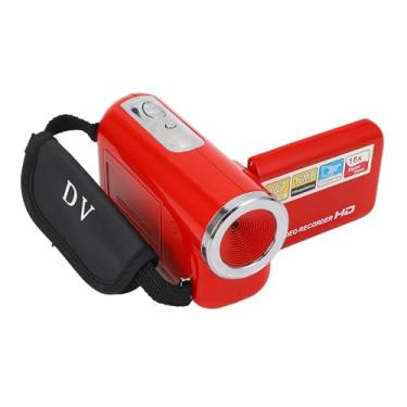 Imagem de Câmera de Vídeo Filmadora, Câmera 1080p 16MP HD Com Zoom Digital 16X, Tela de Rotação de 2 Polegadas Filmadora de Vídeo Portátil para Viagens (vermelho)