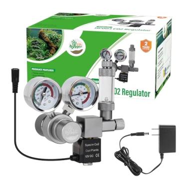 Imagem de Hygger CO2 Regulador de CO2 para aquário, mostrador preciso de calibre duplo, com válvula solenoide de 12 V DC, contador de bolhas e válvula de retenção, para estabelecer sistema de CO2 em tanque de