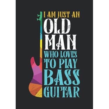 Imagem de Notizbuch A4 liniert mit Softcover Design: Alter Mann mit Bassgitarre Bass Gitarrist Gitarren: 120 linierte DIN A4 Seiten