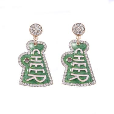 Imagem de Brincos de torcida de futebol americano colorido megafone incrustado de diamante joia presente para mulheres, Zinco, Sem pedra preciosa