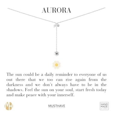 Imagem de MUSTHAVE Colar com pingentes triplos em forma de Y, banhado a ouro 18K, cor de ouro branco, vários pingentes, colar Y, faísca, lua, universo, corrente de âncora, tamanho 40,6 cm + extensor de 5 cm,