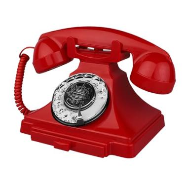 Imagem de Telefone fixo retrô, telefone antigo com fio vintage, mostrador rotativo dos anos 30, telefone de decoração de casa, telefones residenciais decorativos de moda antiga para idosos, telefones rotativos