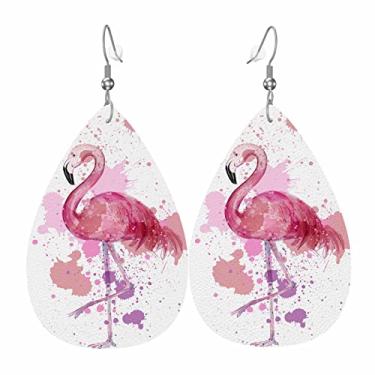 Imagem de TKS MITLAN Brincos de couro para mulheres sentar em um cavalo com chicote e espingarda galopando através de ervas daninhas Winchester pintura retrô gota dupla face pingente leve meninas brincos de folha, Couro, Sem pedra preciosa