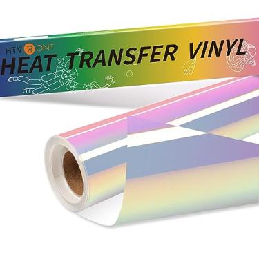 Imagem de HTVRONT Vinil Holográfico de Transferência de Calor - Htv Holográfico de 12" X 6 Pés para Camisas, Chapéus, Ferro Holográfico Em Vinil para Cricut e Cameo, Brilho Matellic, Fácil de Cortar e Remover E