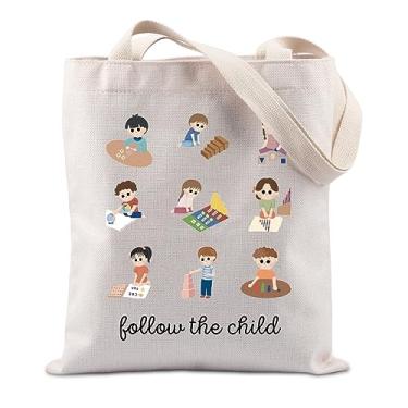 Imagem de Lywjyb Birdgot Presente Montessori Professores Montessori Siga a Criança Sacola Torre Rosa Presente Alfabeto Móvel, Bolsa infantil, Large