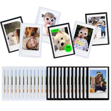 Imagem de WOGOZAN Pacote com 30 mini porta-retratos magnéticos para câmera Fujifilm Instax Mini 12/11/99/41/SE/7+/EVO filmes de 5,5 x 8,6 cm, molduras magnéticas 5x3 para geladeira com capa transparente