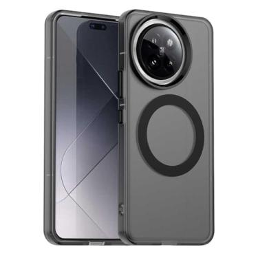 Imagem de Pzwoxukhov Capa compatível com Xiaomi 14 Civi 5G, suporta carregamento sem fio, capa magnética à prova de choque, compatível com Xiaomi Civi 4 Pro 5G, capa preta
