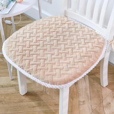 Imagem de OASISEN Almofada de assento adornada confortável de cor sólida, durável, espessa, antiderrapante, almofada de cadeira respirável para quatro estações, para cadeira de escritório, cadeiras de jantar