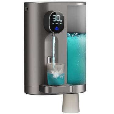 Imagem de oylik Dispensador de Enxaguante Bucal Automático, 50 ml, 2 Copos Magnéticos, 4 Níveis, Tela LED, Cinza Escuro, Plástico Fosco