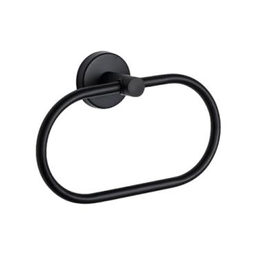 Imagem de Suporte de papel higiênico preto fosco dourado, gancho de barra de toalha, anel de toalha, kit de prateleira de banheiro de aço inoxidável, conjunto de ferragens de banheiro, preto, anel de toalh