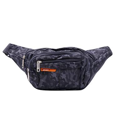 Imagem de AIBEARTY Pochete infantil para meninos pequena camuflagem cintura cinto bolsa bolsa de cintura pacote com alça ajustável para crianças, esportes, corrida, acampamento, viagem, Preto (2 camadas), One