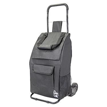 Imagem de dbest products Carrinho de compras compacto dobrável Trolley Dolly para mantimentos com rodas e bolsa removível e sacola pessoal de mão, preto