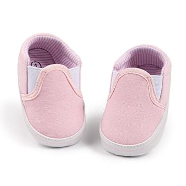 Imagem de Morbido Tênis de lona infantil para bebês meninos e meninas, antiderrapante, para recém-nascidos, primeiros passos, sapatos de doces para 0 a 18 meses, B1 - rosa, 0-6 Months Infant