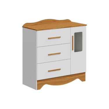 Imagem de Cômoda Bebê Clara C- 1 Porta E C- 3 Gavetas Branco-amendoa - Peroba