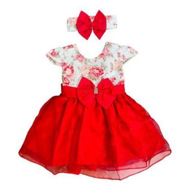 Imagem de Vestido Infantil Menina Tule Rodado Rn A 4 Anos Bebe Luxo - Mimos Da B