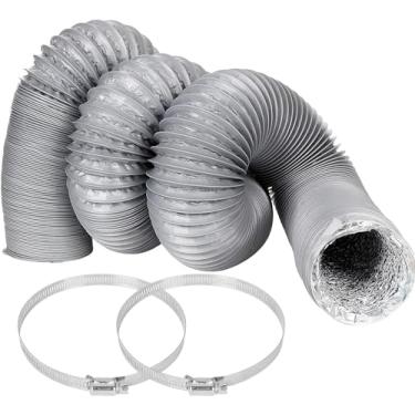 Imagem de Mangueira de duto flexível de 7,6 cm, mangueira de ventilação para secadora de dutos de alumínio cinza com 2 grampos de parafuso para ventilação de aquecimento, ar condicionado (HVAC), soprador de barco, tendas de cultivo de exaustão