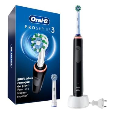 Imagem de Oral B PRO Series 3 Escova de Dente Elétrica Recarregável, Advanced Clean, Preta, 110-240V