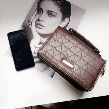 Imagem de Bolsa Feminina Tiracolo de Mão Ombro e Transversal Pequena (Preta/Lona) (MARROM)