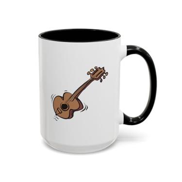 Imagem de Caneca de café com destaque musical - presente para músicos, amantes de café, presentes para amantes de bandas, utensílios de bebida de guitarra, design exclusivo de xícara