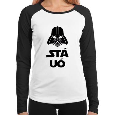 Imagem de Baby Look Raglan Stá Uó Manga Longa - Foca na Moda, Branco, Preto, M