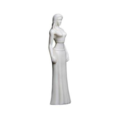 Imagem de Estatuetas femininas de saia longa sexy branca de 20 cm, ornamentos de mesa, estátua de arte corporal feminina sexy em pé para casa armário de vinho decoração de estante