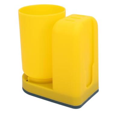 Imagem de Porta -copa da Escova, Organizador de Escova de Dentes de Parede Multiuso Com Copo para Banheiro (Amarelo)