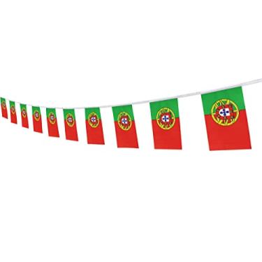 Imagem de Bandeira Country String Banner, 14 x 20 cm, decoração de festa interna e externa, 5,9 m 20 mini bandeiras. (Portugal)