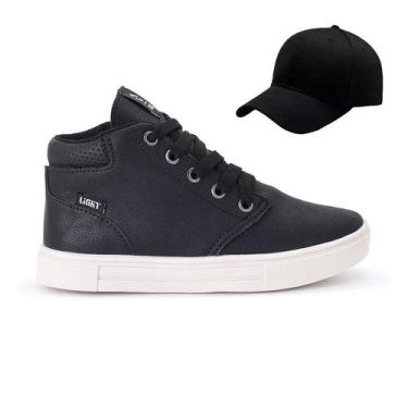 Imagem de Tenis Botinha Infantil Meninos Casual Cano Alto Confortavel + Bone - L