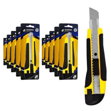 Imagem de 10 Estiletes Multiuso Largo Profissional Cabo Emborrachado Com Trava A