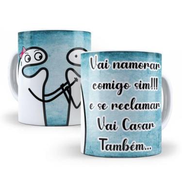 Imagem de Caneca de Cerâmica Branca 325ml Flork Namorados - Mecolour