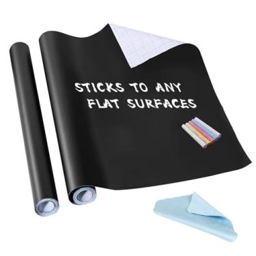 Imagem de Papel de contato para quadro-negro, adesivos de parede de papel de giz da LeeLoon, autoadesivo, cortável e removível, papel de parede para escritório escolar, casa, criança, arte, menu de restaurante, decoração 17,7" x 78.7"