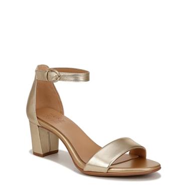 Imagem de Naturalizer Sandália feminina Vera com tira no tornozelo e salto bloco, Ouro escuro metálico, 11 Wide